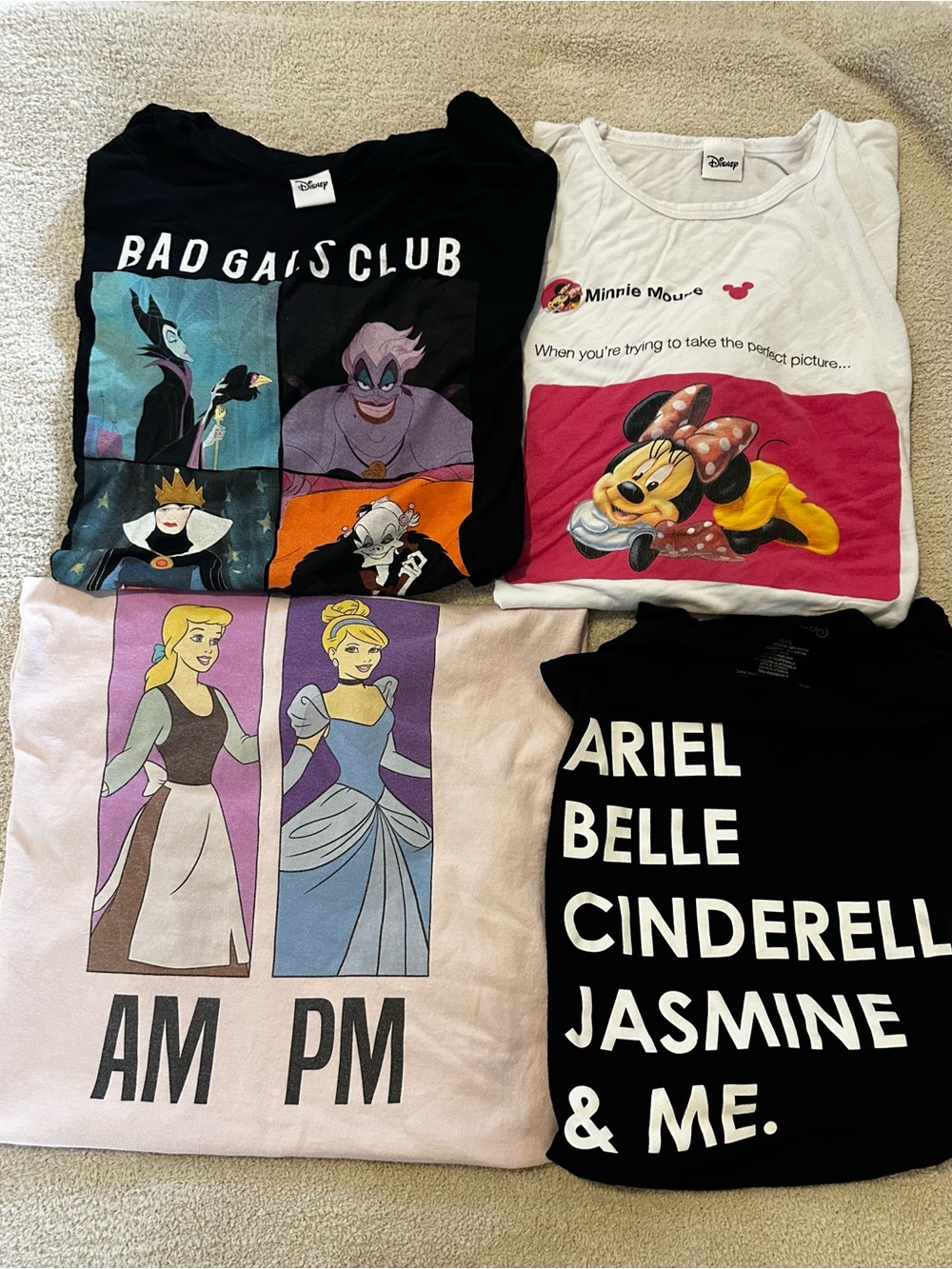 Disney Women’s Mixed Disney Character XL Tops - Black, White, Pink